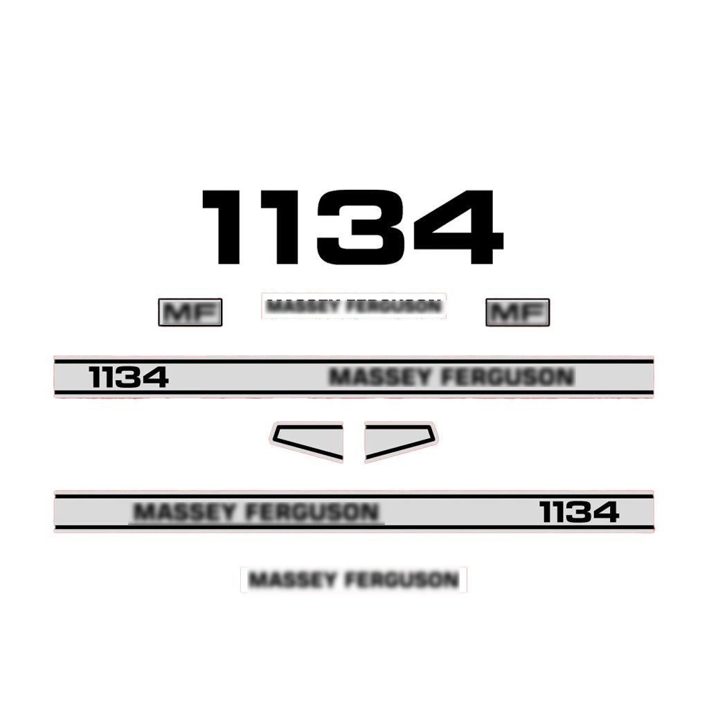 Aftermarket Decal Kit Compatible with Massey Ferguson 1134 – Premium Hood Stripes and Logo Set