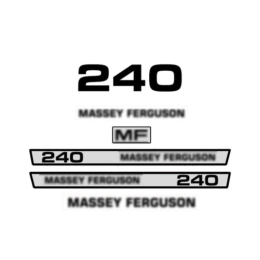Aftermarket Decal Kit Compatible with Massey Ferguson 240 (E) – Premium Hood Stripe Restoration Set
