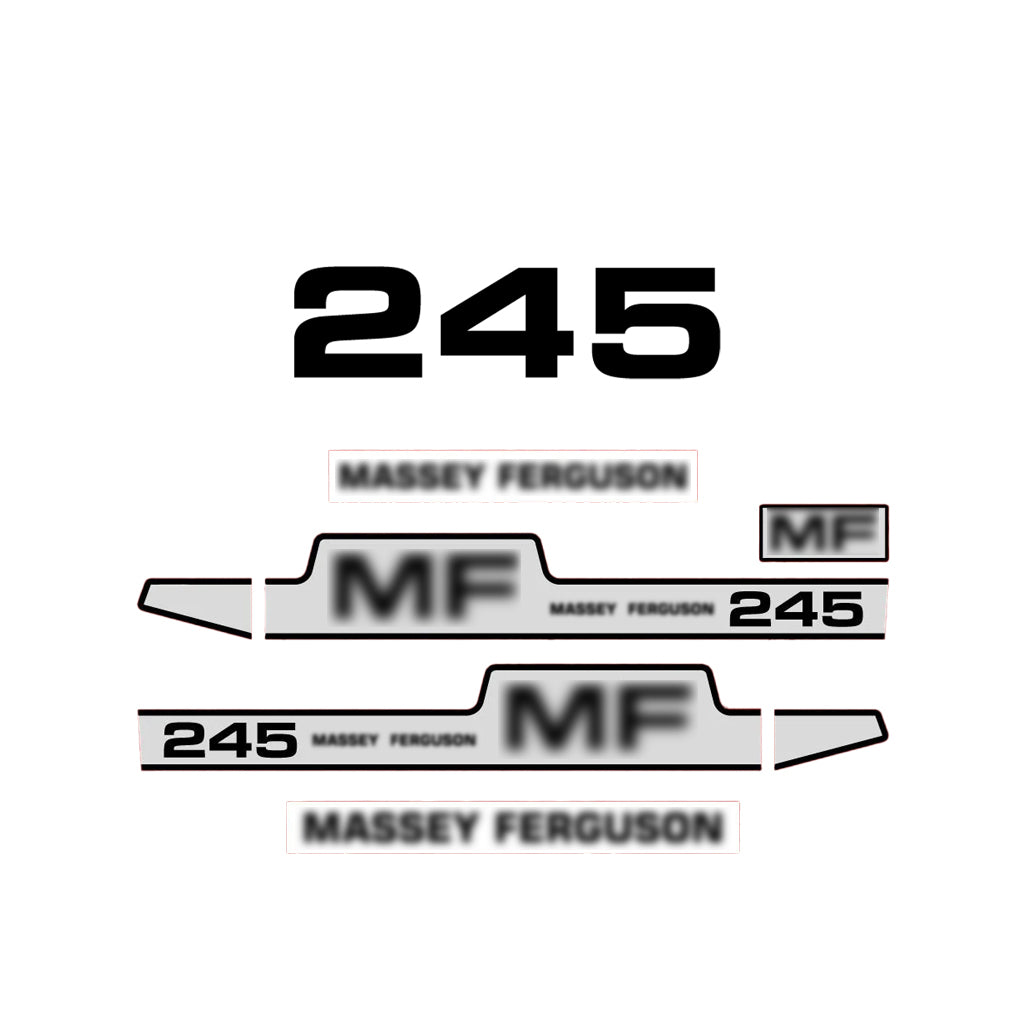Aftermarket Decal Kit Compatible with Massey Ferguson 245 – Premium Hood Stripes and Logo Set