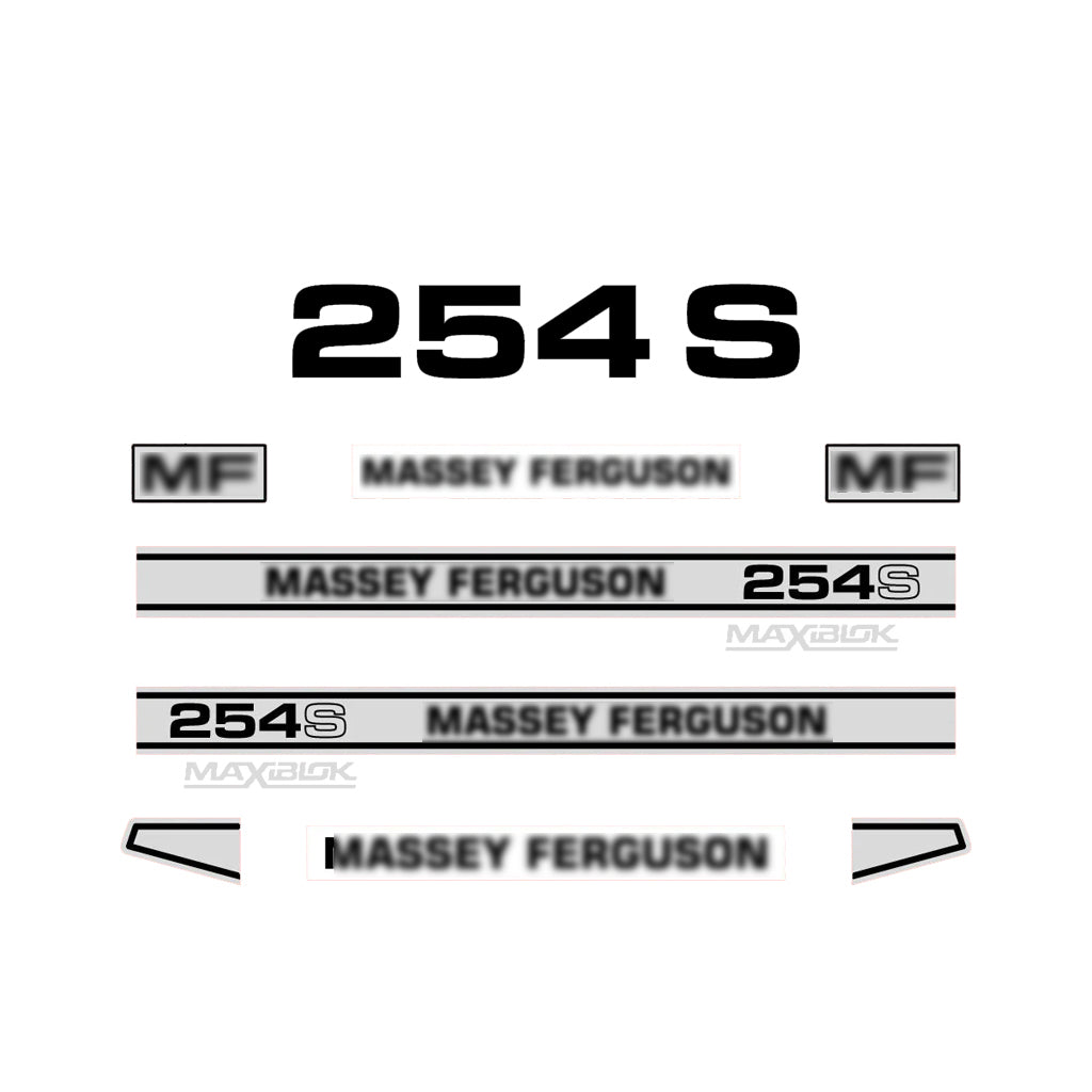 Aftermarket Decal Kit Compatible with Massey Ferguson 254 S – Maxiblok Restoration Vinyl Set
