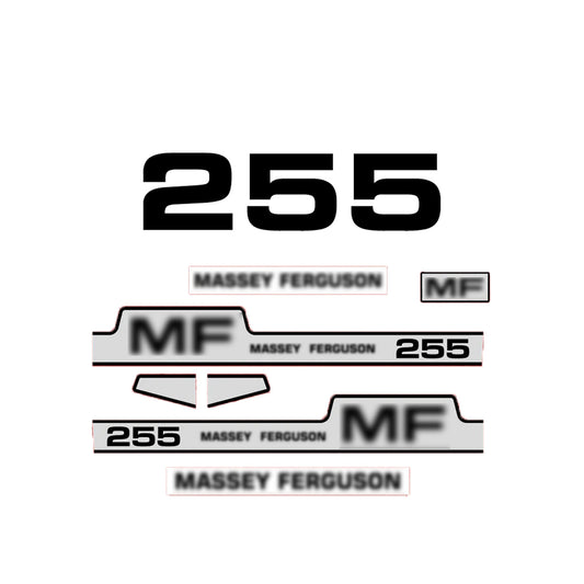 Aftermarket Decal Kit Compatible with Massey Ferguson 255 – Premium Hood Stripes and Logo Set