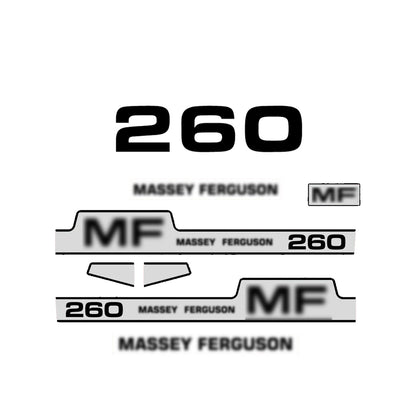 Aftermarket Decal Kit Compatible with Massey Ferguson 260 – Premium Hood Stripes and Logo Set