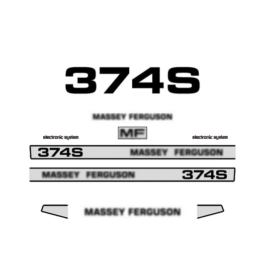 Aftermarket Decal Kit Compatible with Massey Ferguson 374 S – Premium Restoration Vinyl Set