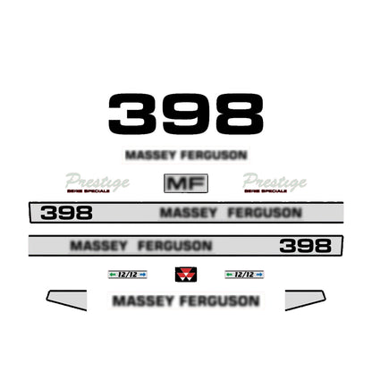 Aftermarket Decal Kit Compatible with Massey Ferguson 398 (L) – Premium Restoration Vinyl Set