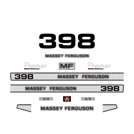 Aftermarket Decal Kit Compatible with Massey Ferguson 398 (L) – Premium Restoration Vinyl Set