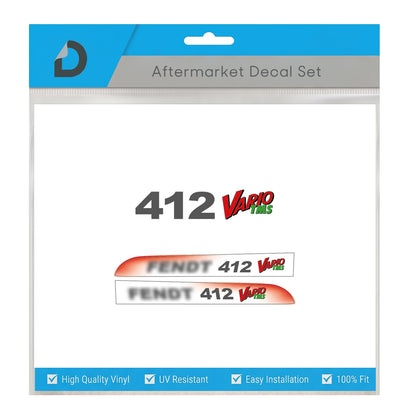 Fendt 412 Vario TMS Decal Kit - Premium Hood Graphics Restoration Set - 400 Seri