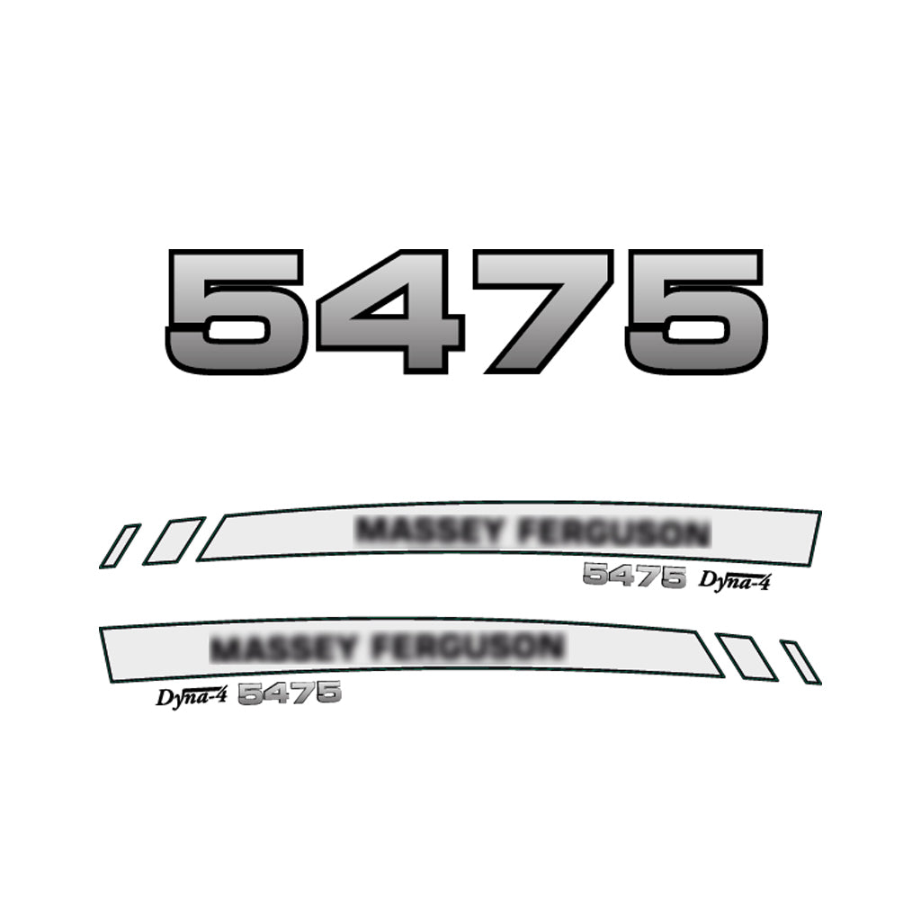 Aftermarket Decal Kit Compatible with Massey Ferguson 5475 – Premium Dyna-4 Hood Graphics Set