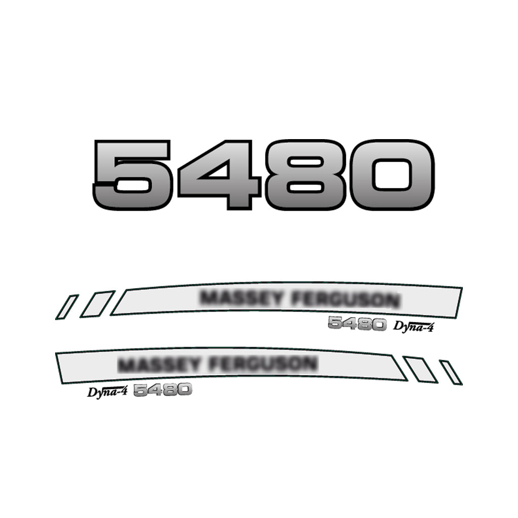 Aftermarket Decal Kit Compatible with Massey Ferguson 5480 – Premium Dyna-4 Hood Graphics Set