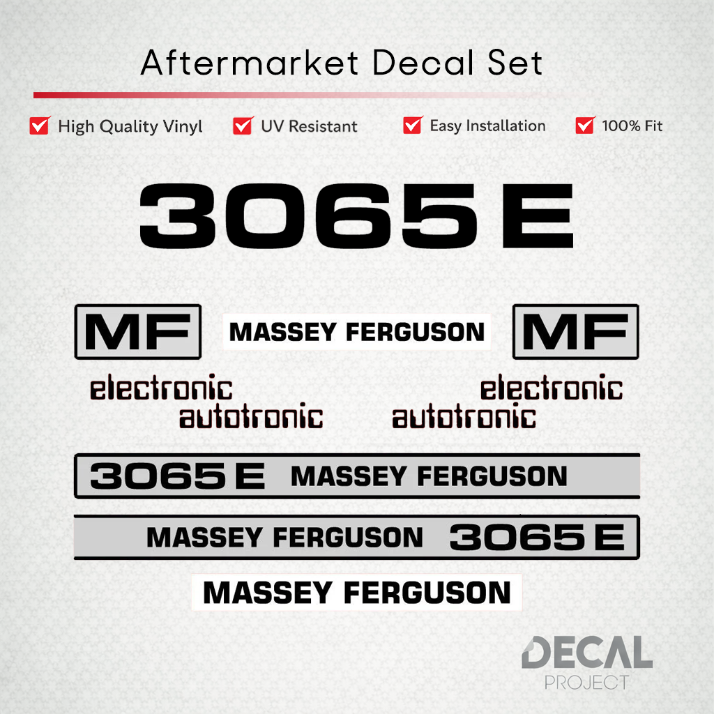 Aftermarket Decal Kit Compatible with Massey Ferguson 3065 E – Electronic Model Restoration Set – Image 1