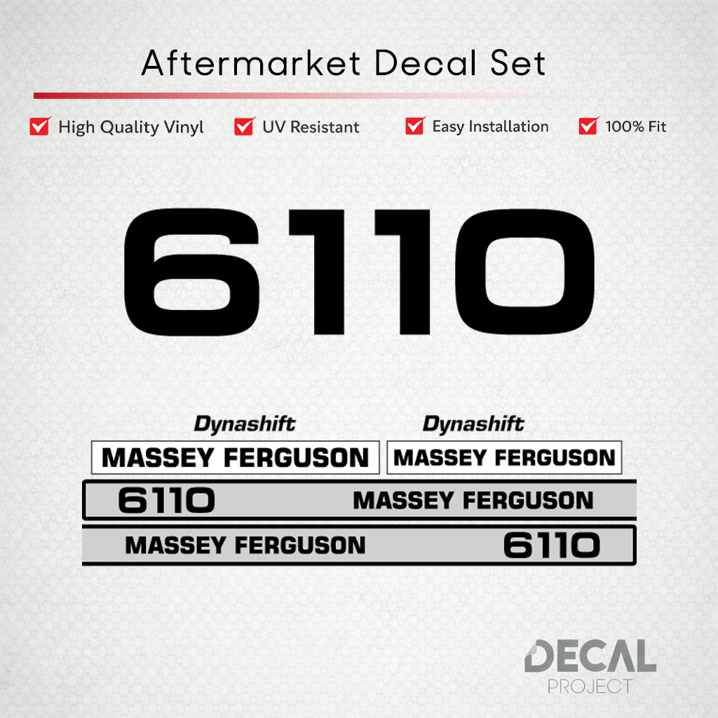 Aftermarket Decal Kit Compatible with Massey Ferguson 6110 – Dynashift Restoration Vinyl Set – Image 1