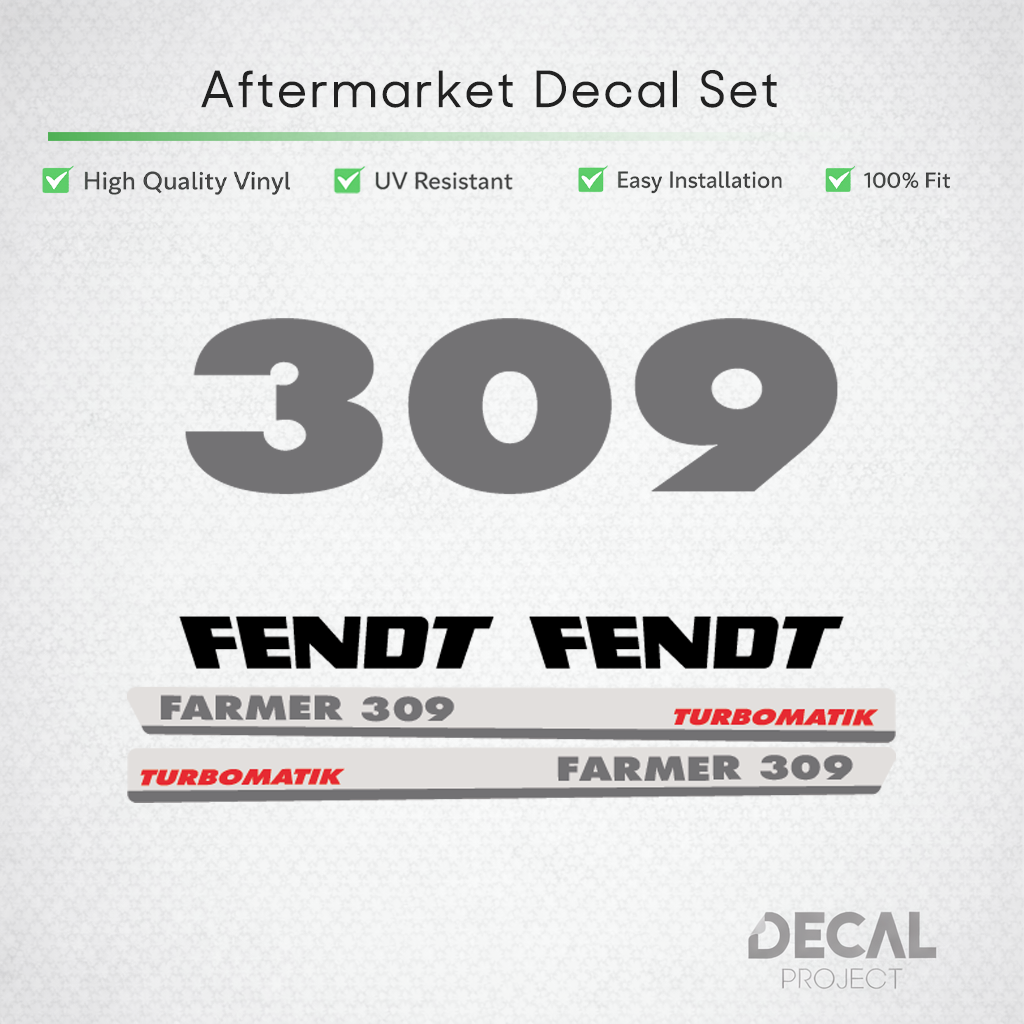Fendt Farmer 309 Turbomatik Decal Kit - Premium Vinyl Restoration Set - 300 Seri