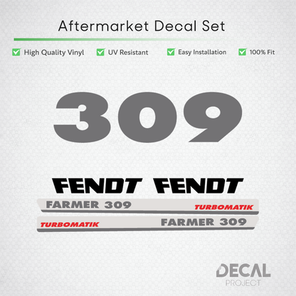 Fendt Farmer 309 Turbomatik Decal Kit - Premium Vinyl Restoration Set - 300 Seri