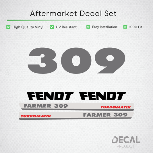 Fendt Farmer 309 Turbomatik Decal Kit - Premium Vinyl Restoration Set - 300 Seri