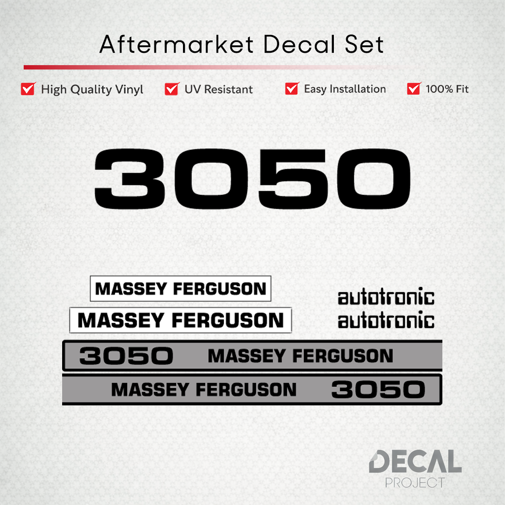 Aftermarket Decal Kit Compatible with Massey Ferguson 3050 – Autotronic Restoration Vinyl Set – Image 1