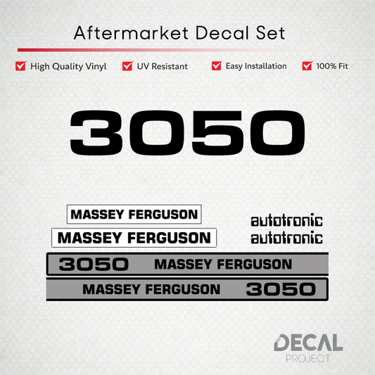 Aftermarket Decal Kit Compatible with Massey Ferguson 3050 – Autotronic Restoration Vinyl Set – Image 1