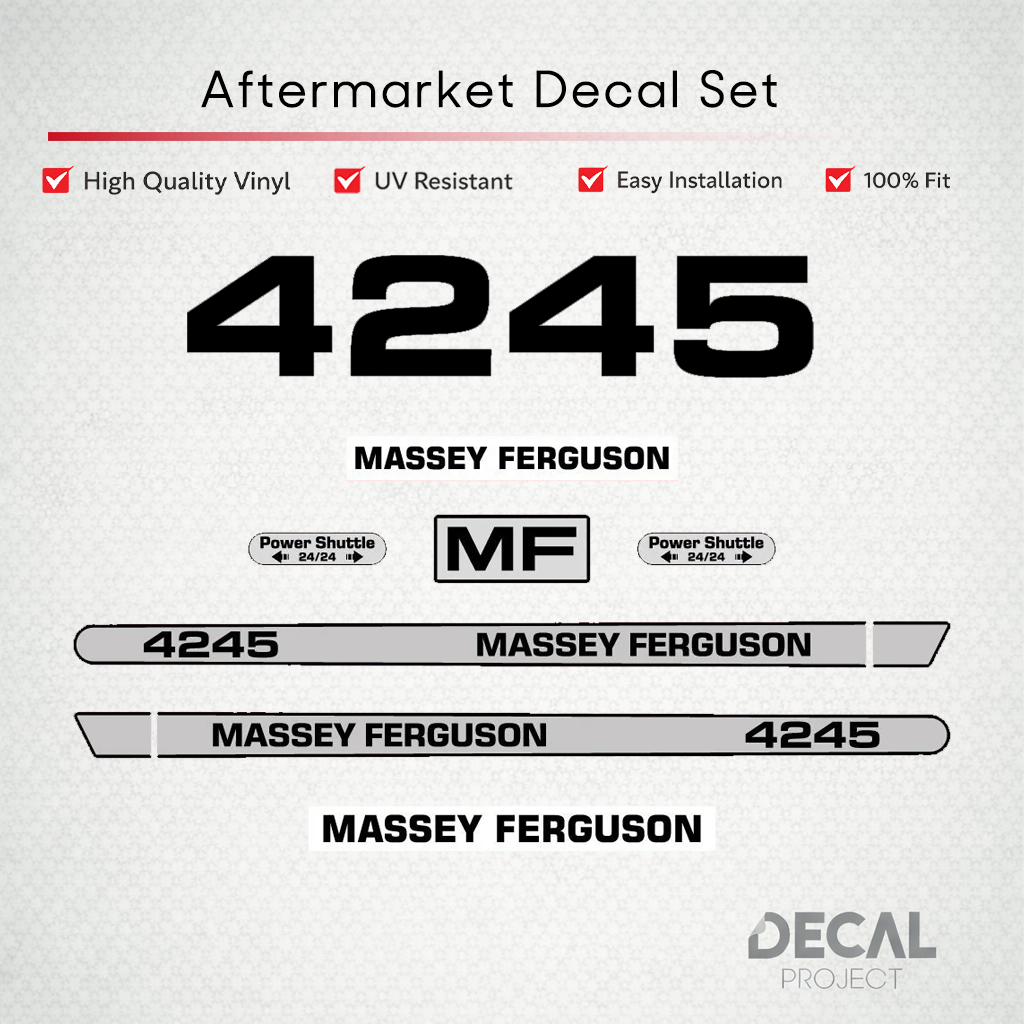 Aftermarket Decal Kit Compatible with Massey Ferguson 4245 – Premium Hood Stripe Graphics Set – Image 1