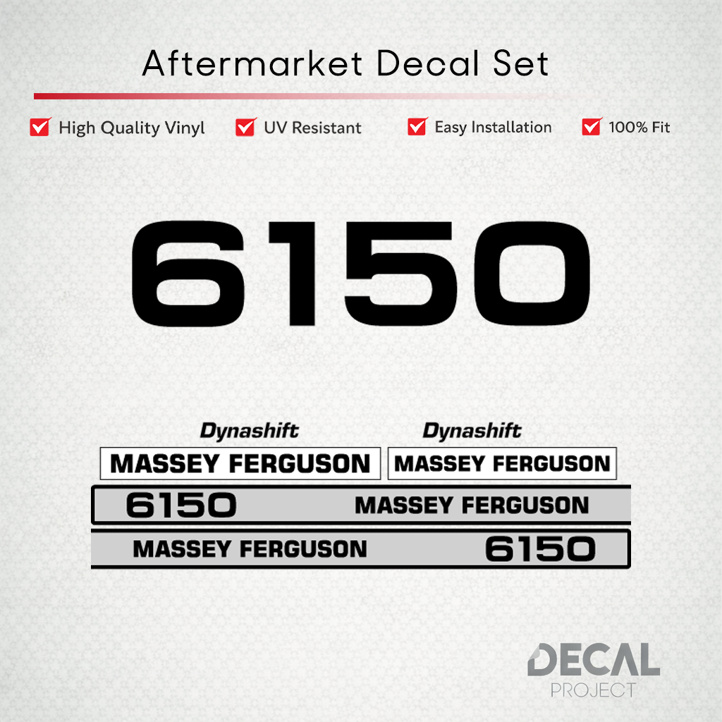 Aftermarket Decal Kit Compatible with Massey Ferguson 6150 – Dynashift Restoration Vinyl Set – Image 1
