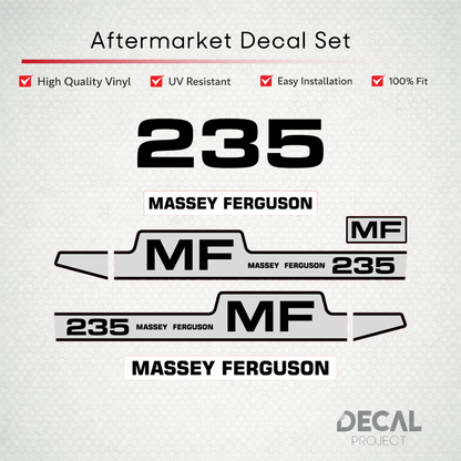 Aftermarket Decal Kit Compatible with Massey Ferguson 235 – Premium Hood Stripes and Logo Set – Image 1