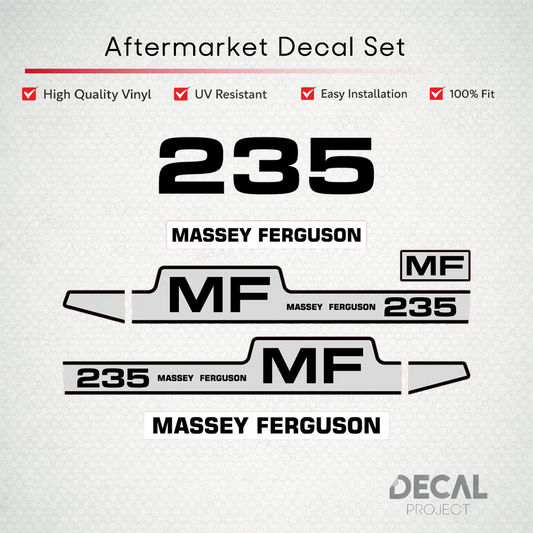 Aftermarket Decal Kit Compatible with Massey Ferguson 235 – Premium Hood Stripes and Logo Set – Image 1