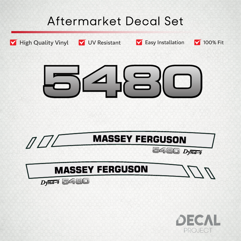 Aftermarket Decal Kit Compatible with Massey Ferguson 5480 – Premium Dyna-4 Hood Graphics Set – Image 1