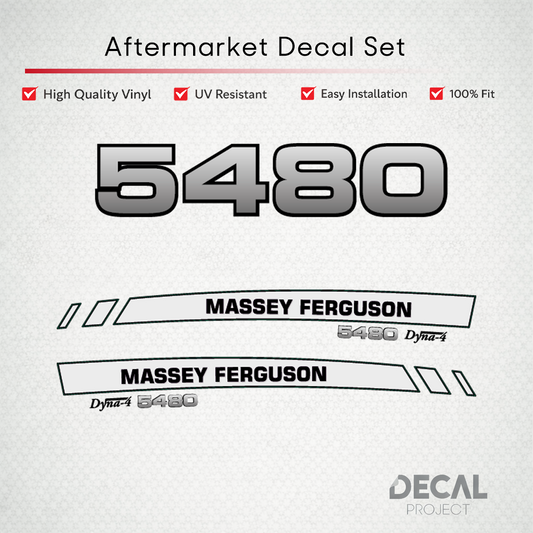 Aftermarket Decal Kit Compatible with Massey Ferguson 5480 – Premium Dyna-4 Hood Graphics Set – Image 1