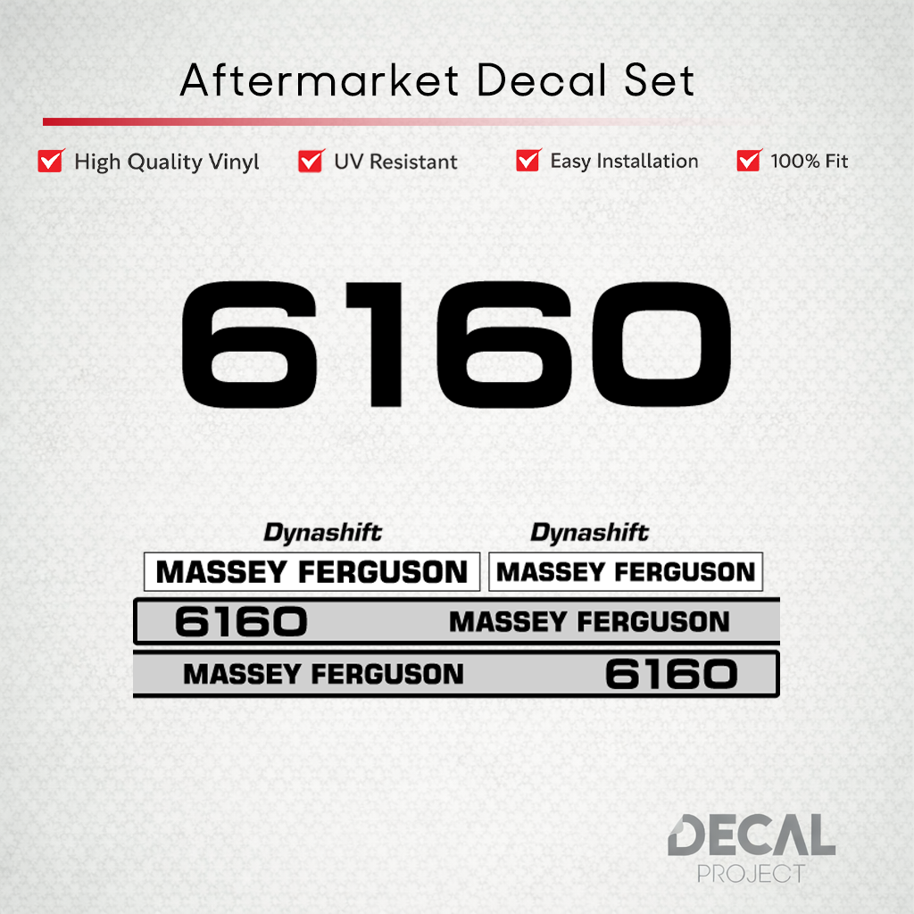 Aftermarket Decal Kit Compatible with Massey Ferguson 6160 – Dynashift Restoration Vinyl Set – Image 1