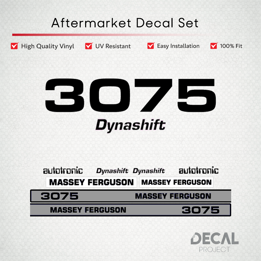 Aftermarket Decal Kit Compatible with Massey Ferguson 3075 – Dynashift Autotronic Restoration Set – Image 1