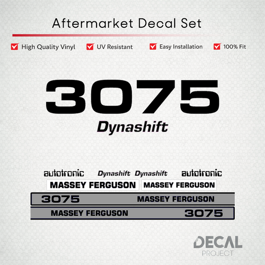 Aftermarket Decal Kit Compatible with Massey Ferguson 3075 – Dynashift Autotronic Restoration Set – Image 1