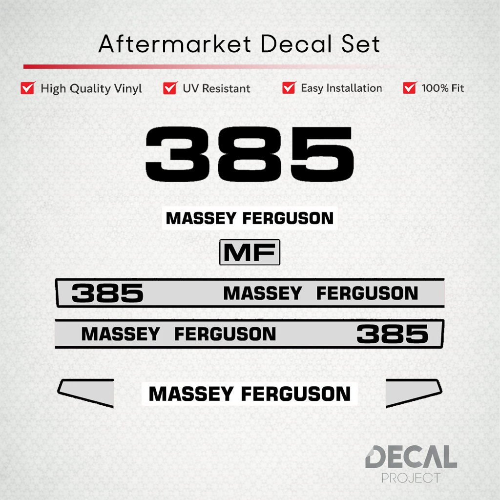 Aftermarket Decal Kit Compatible with Massey Ferguson 385 – Premium Restoration Vinyl Set – Image 1