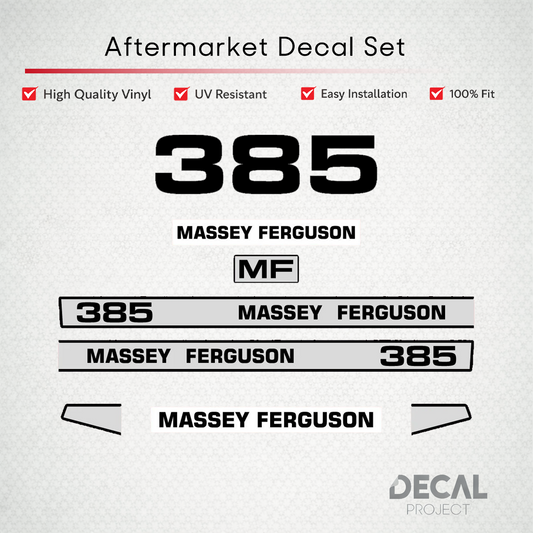 Aftermarket Decal Kit Compatible with Massey Ferguson 385 – Premium Restoration Vinyl Set – Image 1