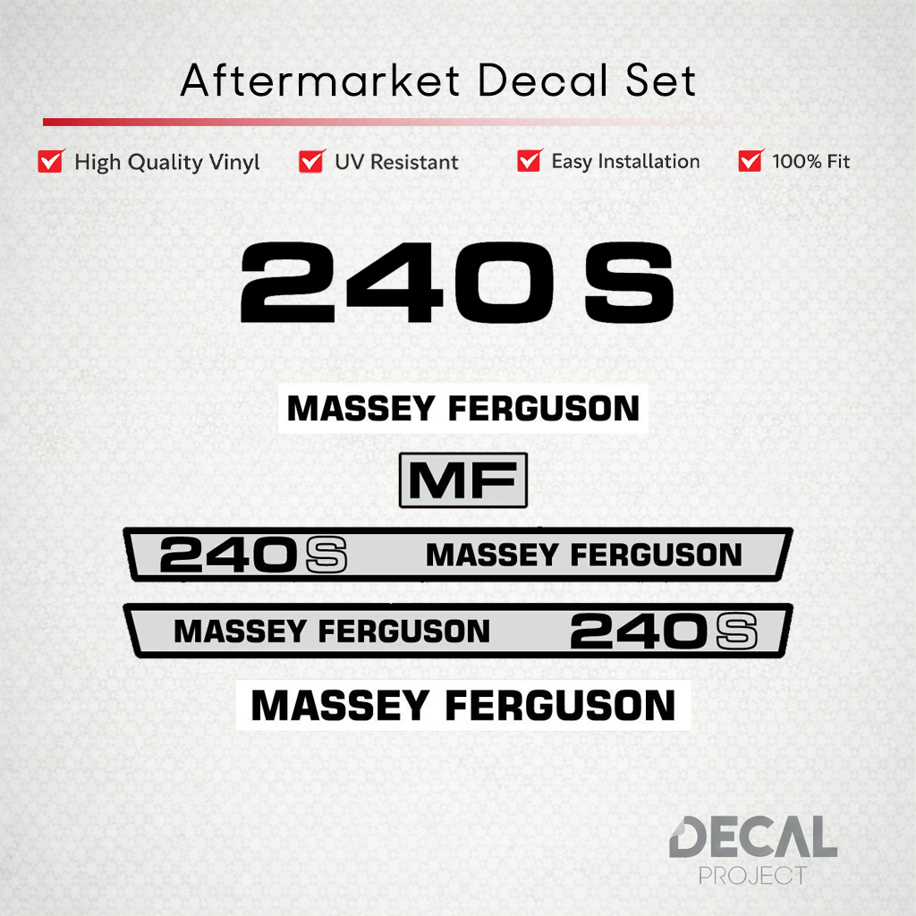 Aftermarket Decal Kit Compatible with Massey Ferguson 240 S (E) – Premium Restoration Vinyl Set – Image 1