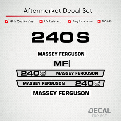 Aftermarket Decal Kit Compatible with Massey Ferguson 240 S (E) – Premium Restoration Vinyl Set – Image 1