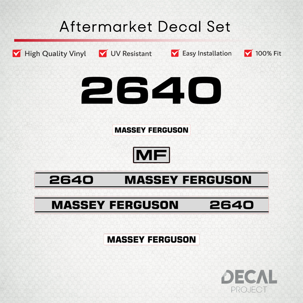 Aftermarket Decal Kit Compatible with Massey Ferguson 2640 – Premium Restoration Vinyl Set – Image 1