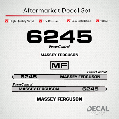 Aftermarket Decal Kit Compatible with Massey Ferguson 6245 – PowerControl Hood Graphics Set – Image 1
