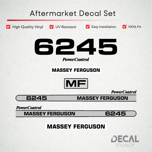 Aftermarket Decal Kit Compatible with Massey Ferguson 6245 – PowerControl Hood Graphics Set – Image 1
