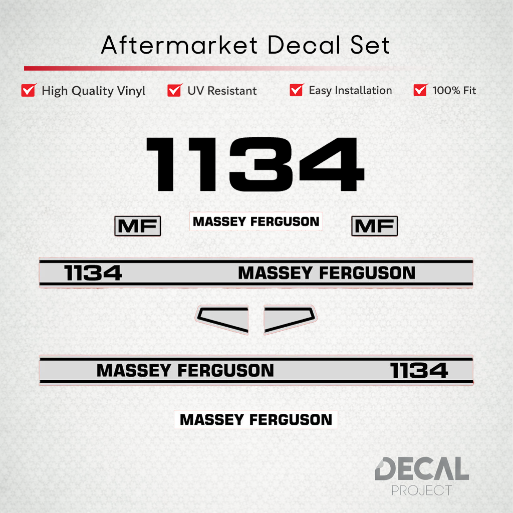 Aftermarket Decal Kit Compatible with Massey Ferguson 1134 (L) – Premium Restoration Vinyl Set – Image 1
