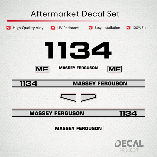 Aftermarket Decal Kit Compatible with Massey Ferguson 1134 (L) – Premium Restoration Vinyl Set – Image 1