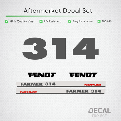 Fendt Farmer 314 Turbomatik Decal Kit - Premium 6-Cylinder Vinyl Restoration Set