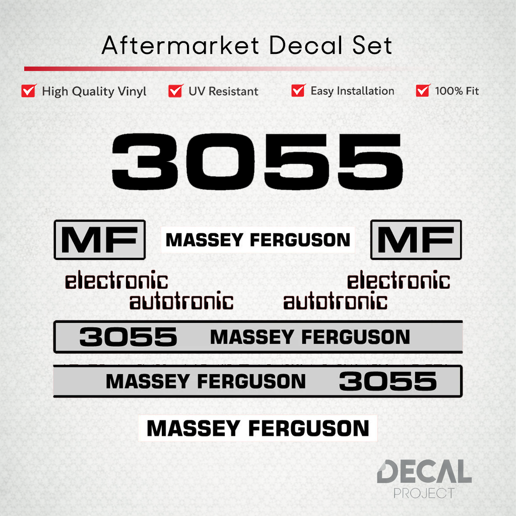 Aftermarket Decal Kit Compatible with Massey Ferguson 3055 – Autotronic Restoration Vinyl Set – Image 1