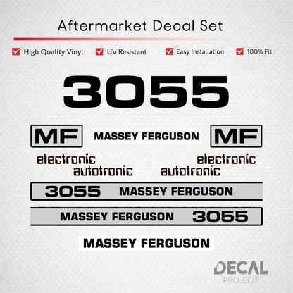 Aftermarket Decal Kit Compatible with Massey Ferguson 3055 – Autotronic Restoration Vinyl Set – Image 1