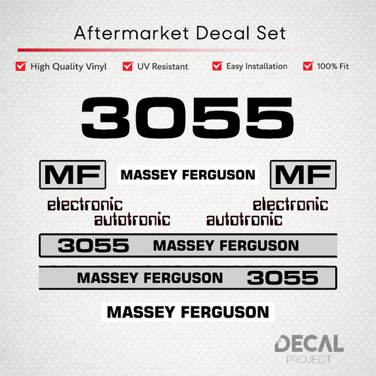 Aftermarket Decal Kit Compatible with Massey Ferguson 3055 – Autotronic Restoration Vinyl Set – Image 1