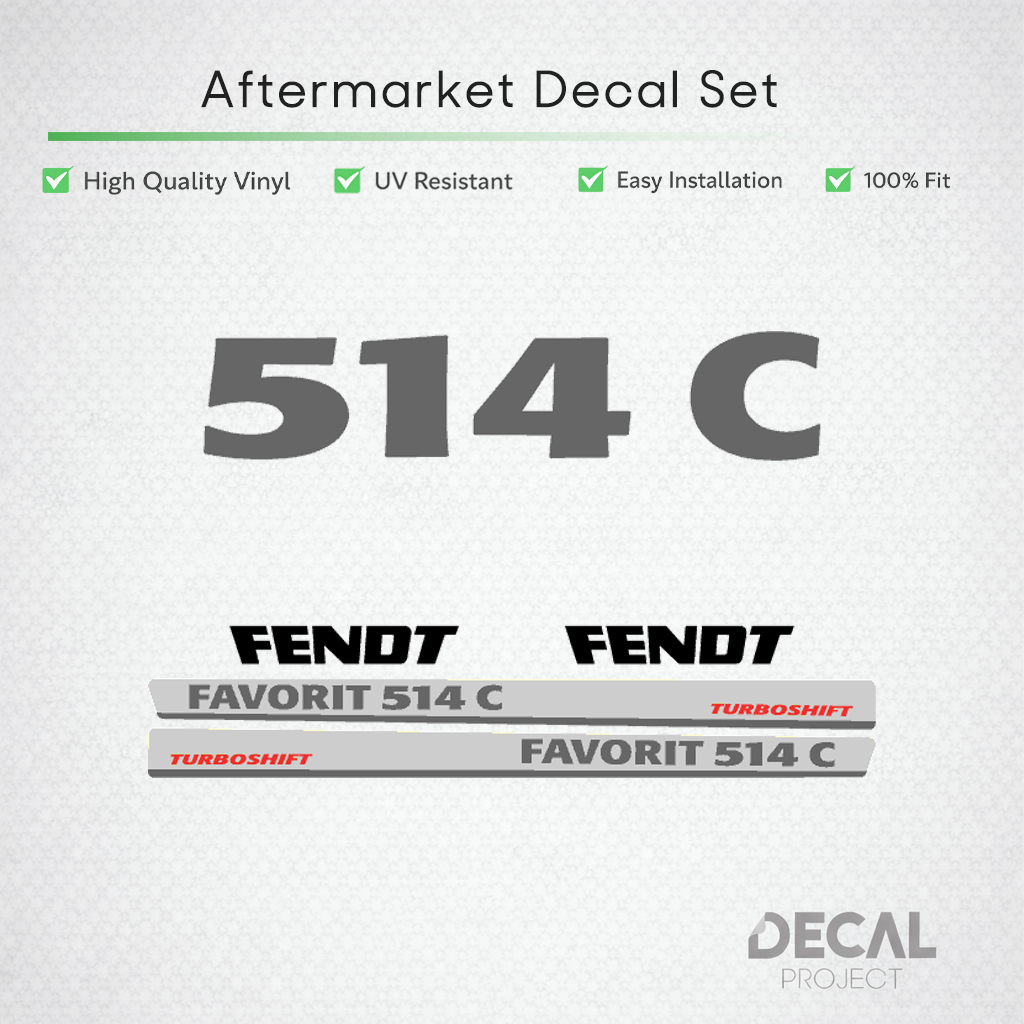 Fendt Favorit 514 C Turboshift Decal Kit - Premium 6-Cylinder Restoration Set