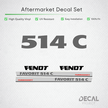 Fendt Favorit 514 C Turboshift Decal Kit - Premium 6-Cylinder Restoration Set