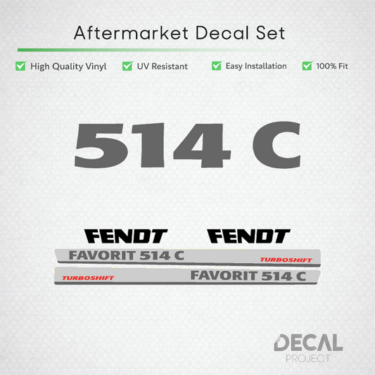 Fendt Favorit 514 C Turboshift Decal Kit - Premium 6-Cylinder Restoration Set