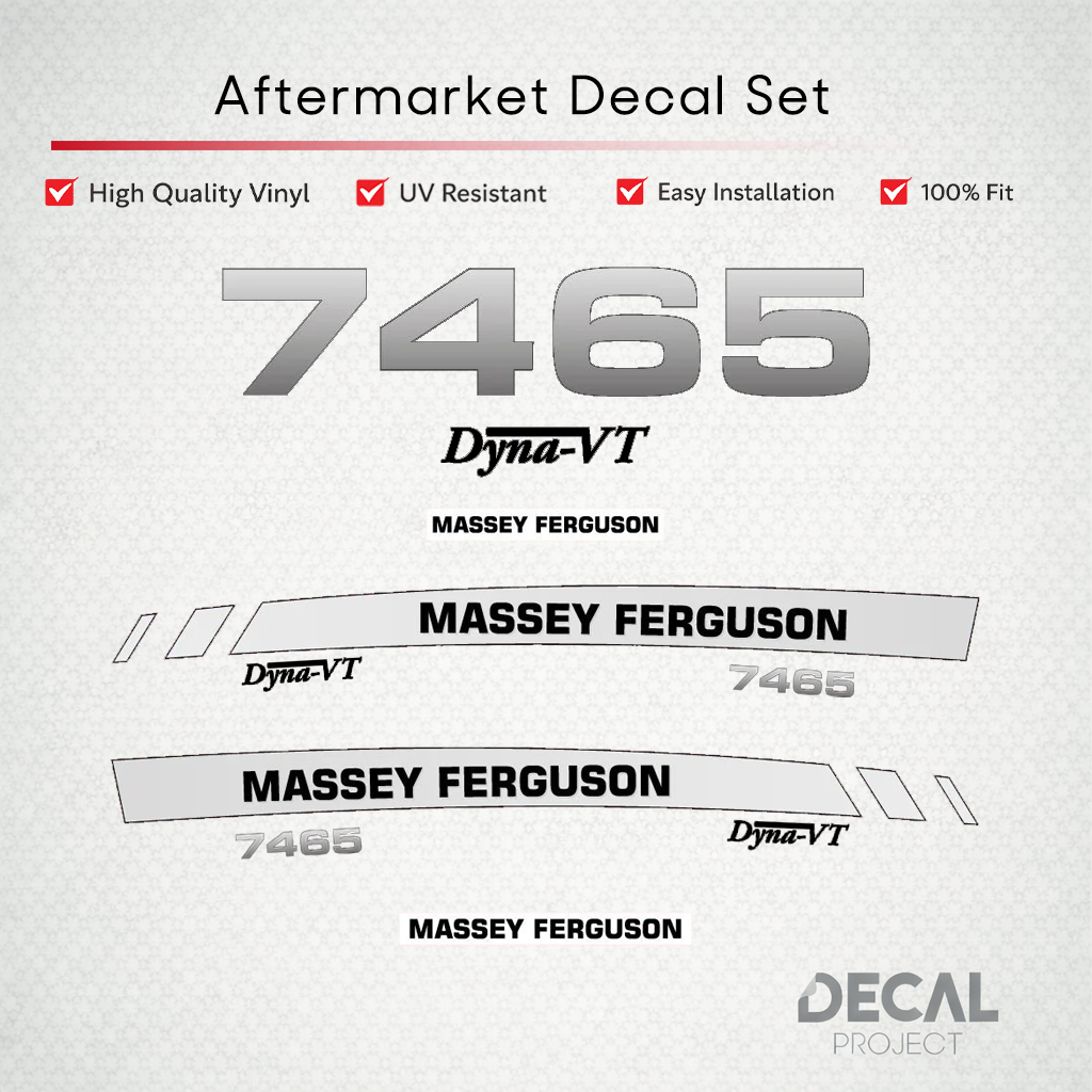 Aftermarket Decal Kit Compatible with Massey Ferguson 7465 – Premium Dyna-VT Hood Graphics Set – Image 1
