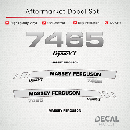 Aftermarket Decal Kit Compatible with Massey Ferguson 7465 – Premium Dyna-VT Hood Graphics Set – Image 1