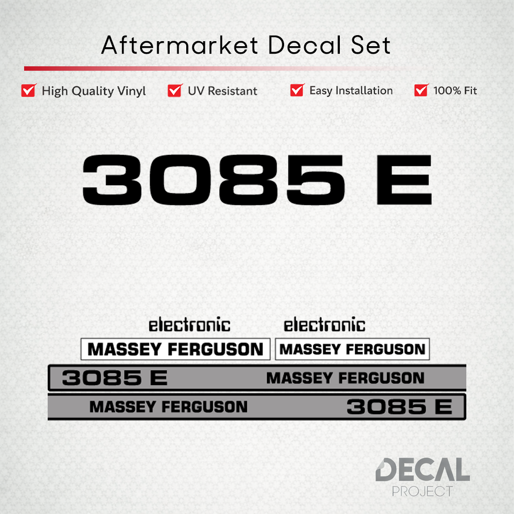 Aftermarket Decal Kit Compatible with Massey Ferguson 3085 E – Premium Restoration Vinyl Set – Image 1