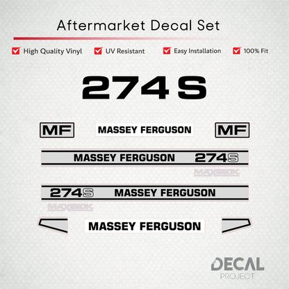 Aftermarket Decal Kit Compatible with Massey Ferguson 274 S – Maxiblok Restoration Vinyl Set – Image 1