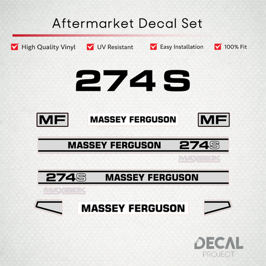 Aftermarket Decal Kit Compatible with Massey Ferguson 274 S – Maxiblok Restoration Vinyl Set – Image 1