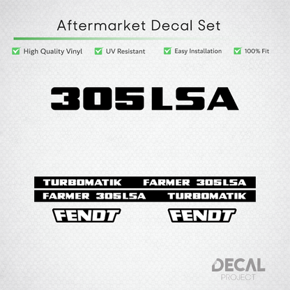 Fendt Farmer 305 LSA Turbomatik Decal Set - Early 300 Series Restoration